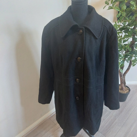 Giacca Gallery Black Wool Coat - Picture 14 of 15